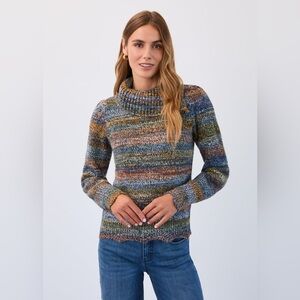 NWT French Dressing Jeans Envelope Collar Sweater Turtle Neck Cool Spacedye